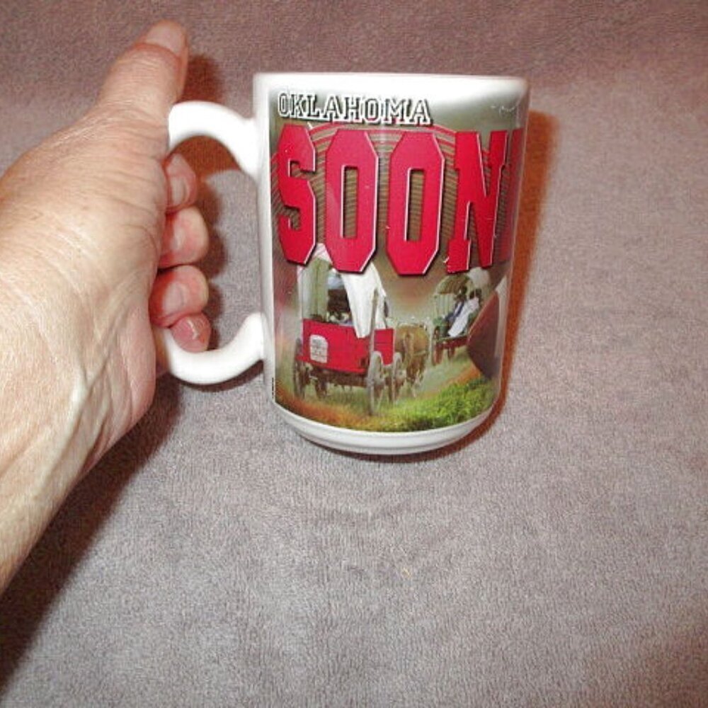 Vintage Oklahoma Sooners Football Mug Stoneware Allover Print USA Made